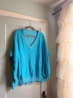 Aerie Bright Teal V-Neck Sweatshirt